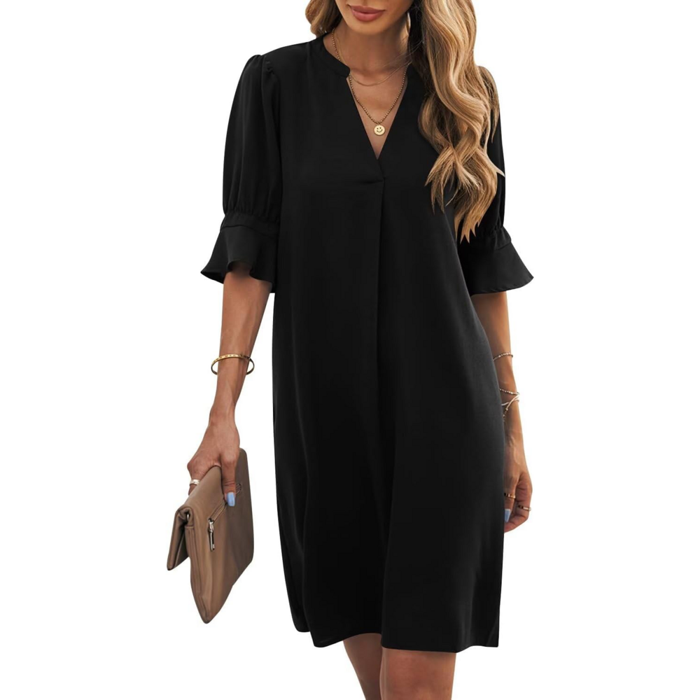 RUMIA-YourEverydayLuxury RUMIA Shift Dress for Women Ruffle Sleeve Loose Casual - Picture 4 of 5